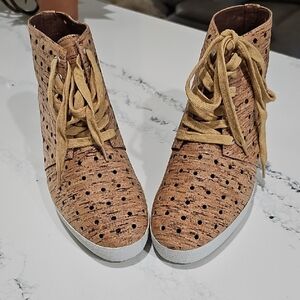 Matiko Brown Perforated Lace-Up Boots